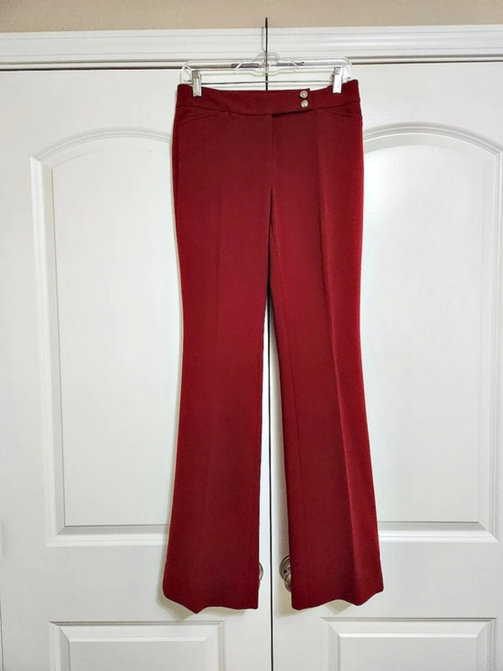 White House Black Market Slim Flare Burgundy/ Cranberry Pants Size 2